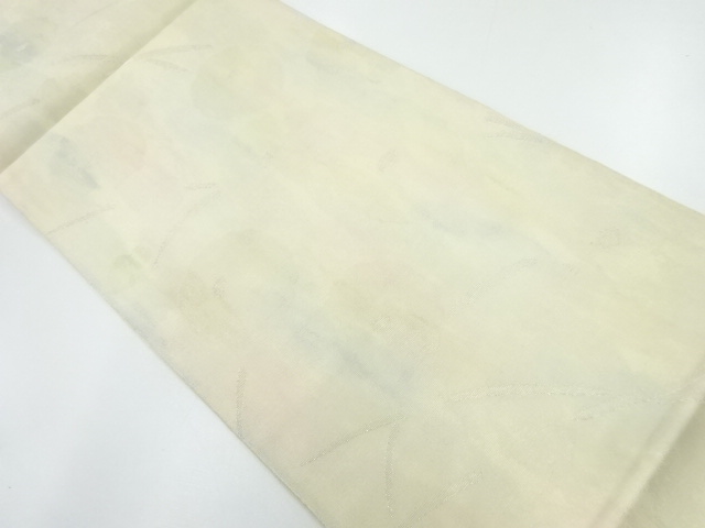 紗 刷毛目に万寿菊模様織出し袋帯